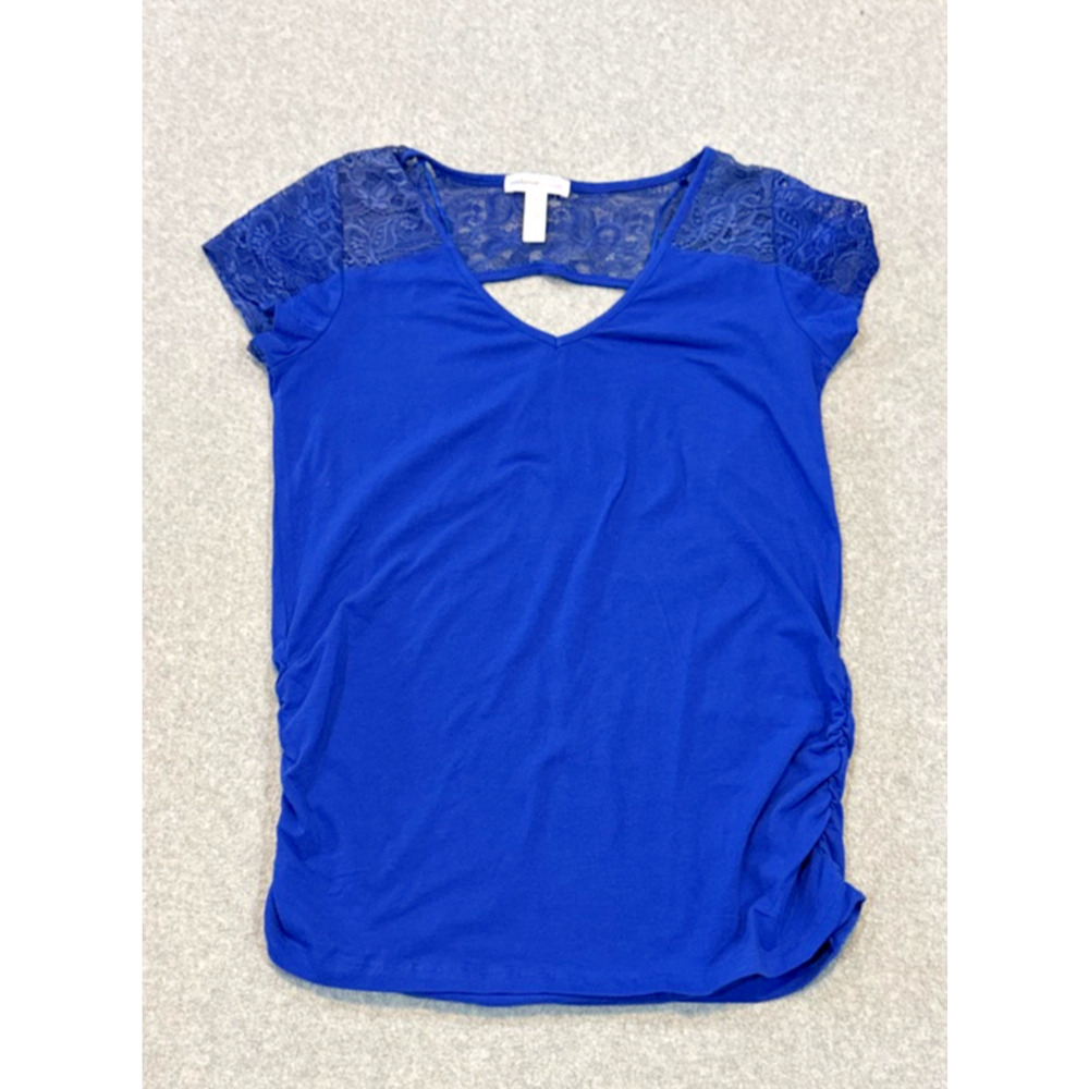 Ambiance Maternity T-Shirt‎ Medium Royal Blue Back Lace